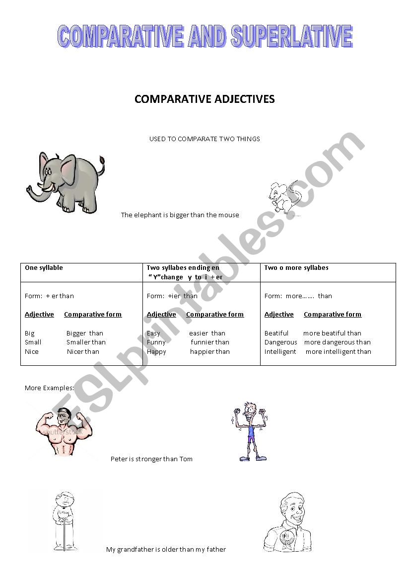 comparative adjetives worksheet