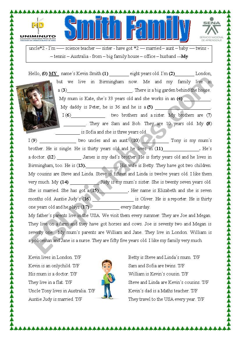 FAMILY READING worksheet