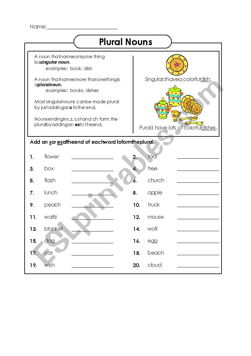 plural nouns worksheet