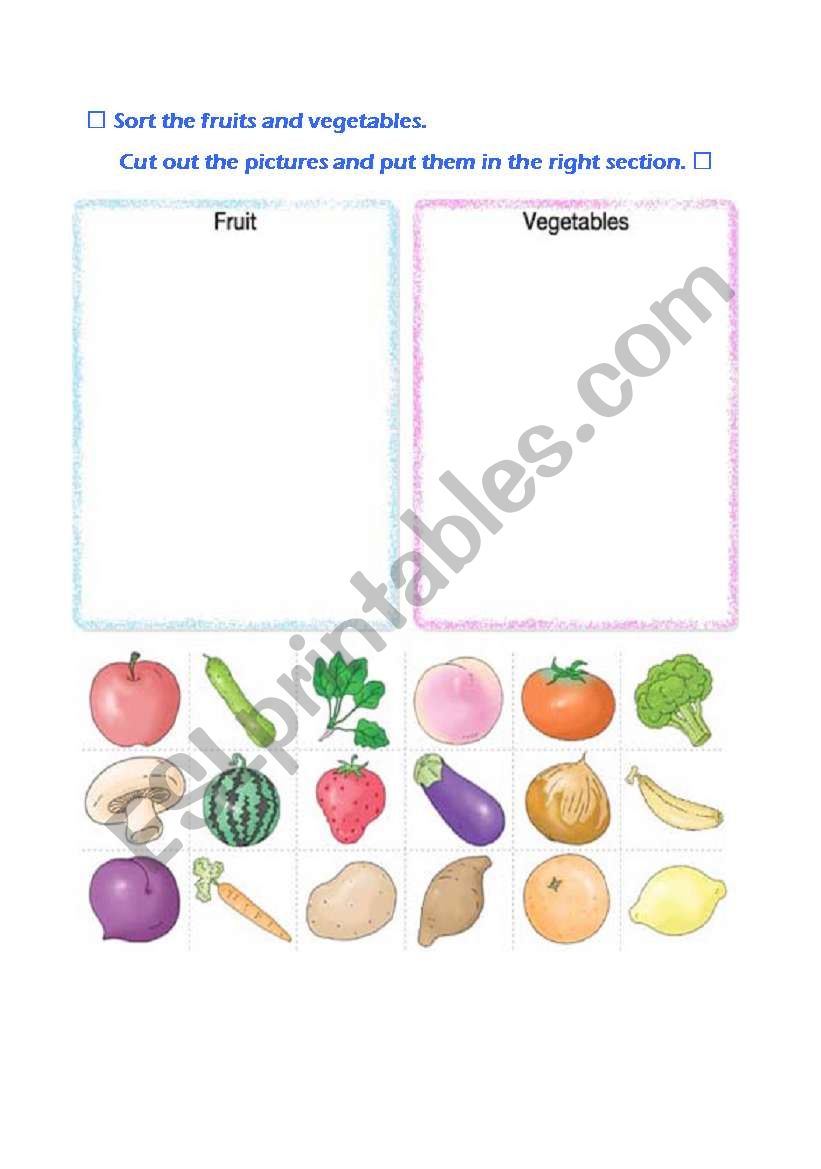 fruit and vegetable worksheet