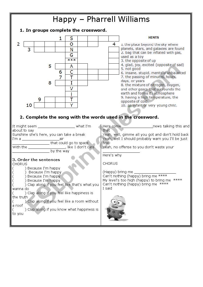 Happy - Song Activity worksheet