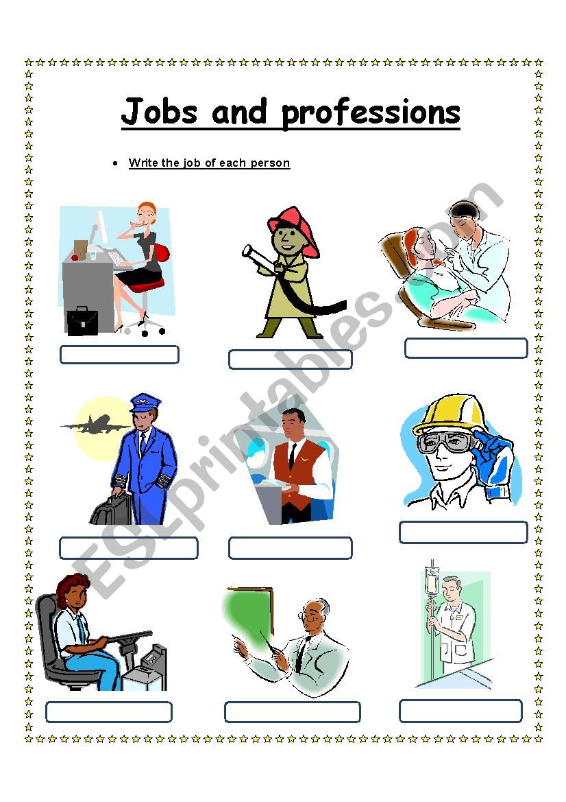 Jobs and professions worksheet