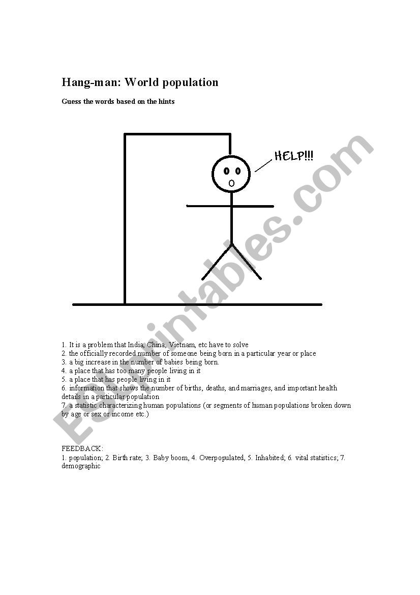 WORLD POPULATION - Hang-man game