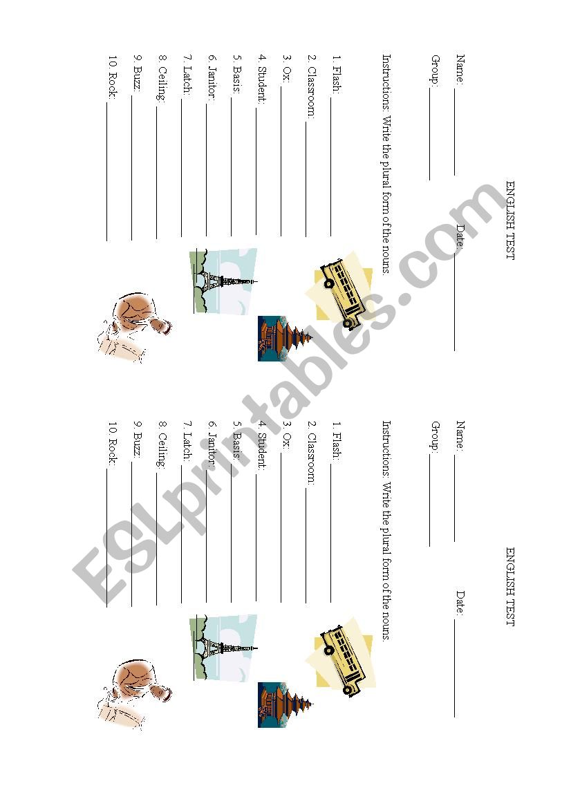 Plural nouns worksheet