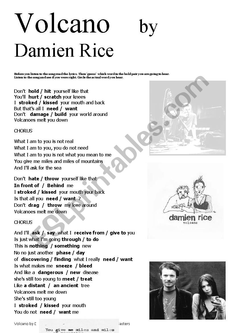 Â´VolcanoÂ´ by Damien Rics worksheet