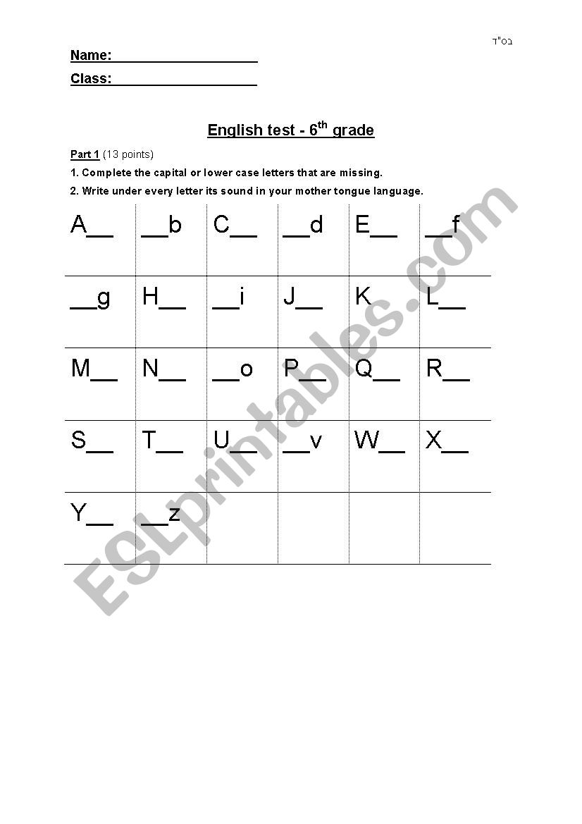 assessment, mapping test end 5th grade/beging 6th grade