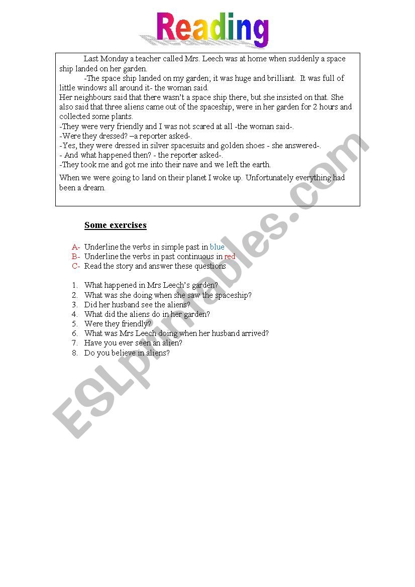 reading comprehension worksheet