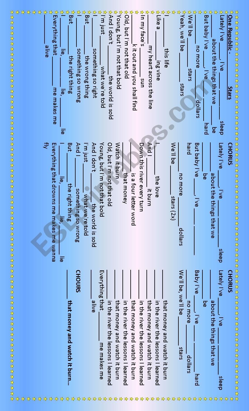 COUNTING STARS WORKSHEET worksheet