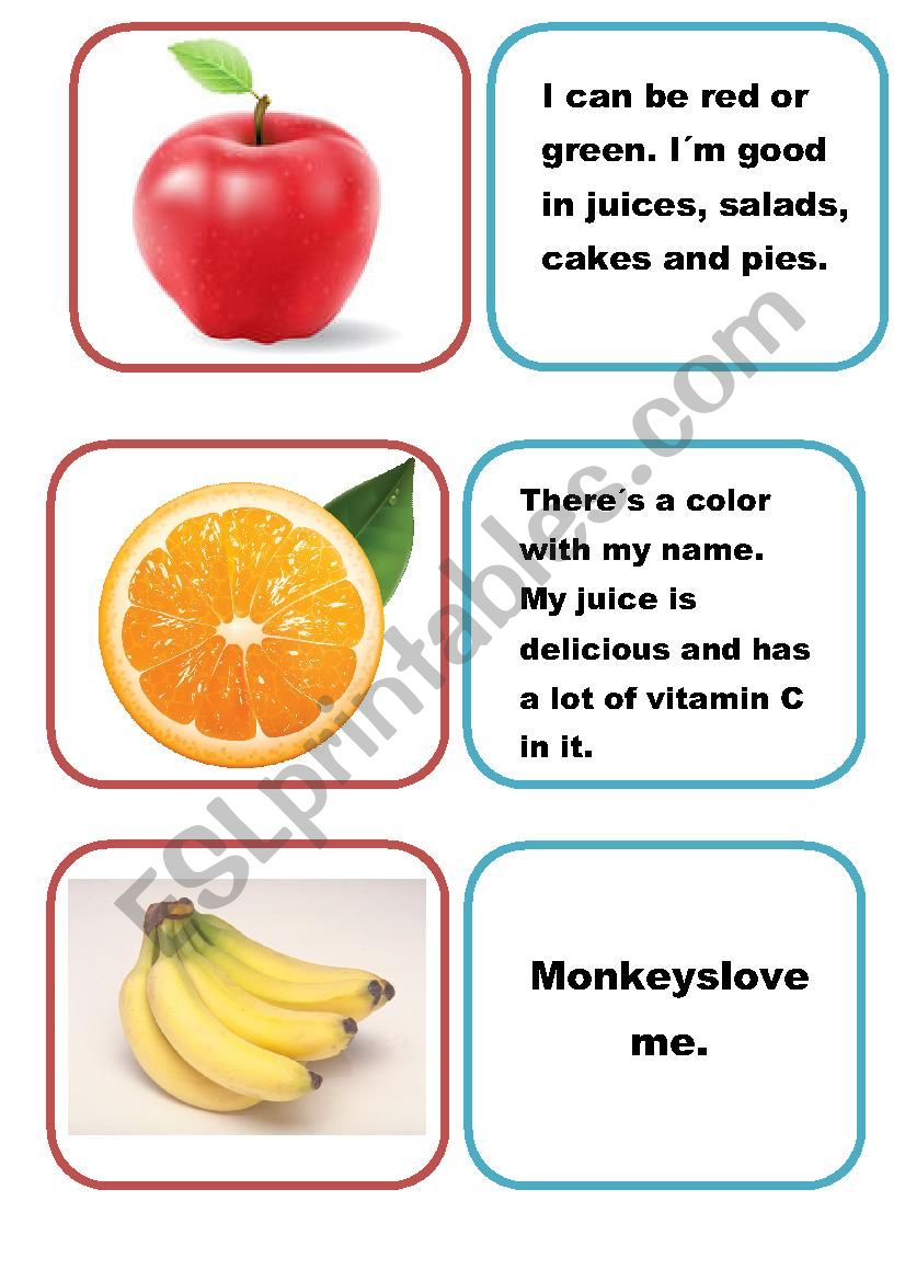 Fruit Memory Game Part 1 worksheet