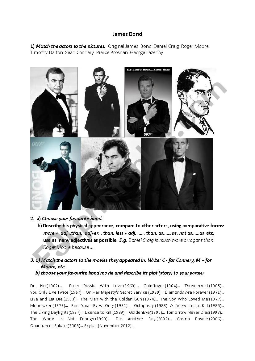 James Bond - Comparatives, Discussion, Writing 
