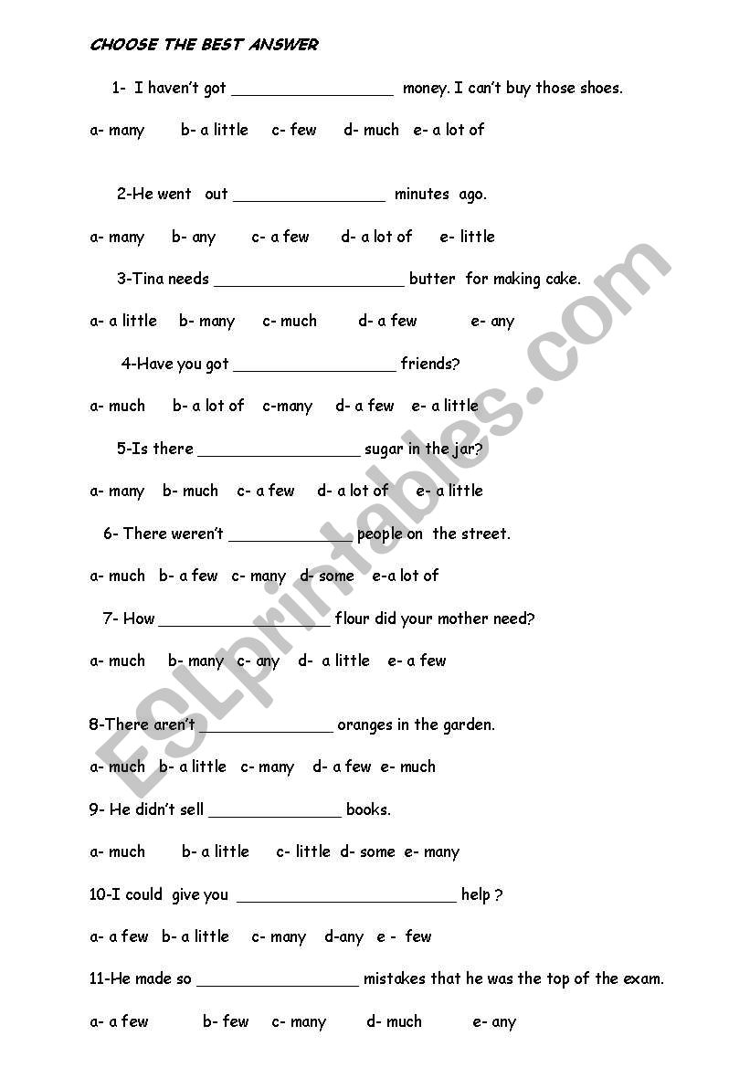 choose the best one worksheet