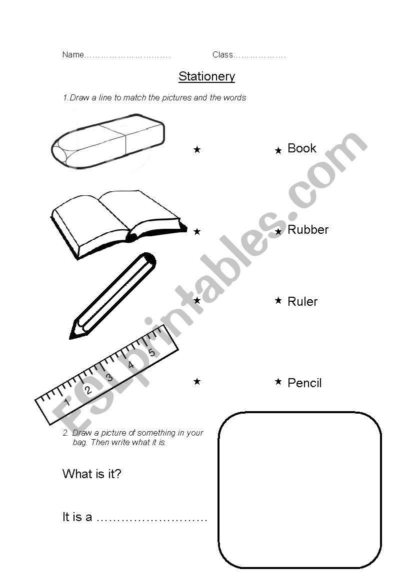 Stationery worksheet