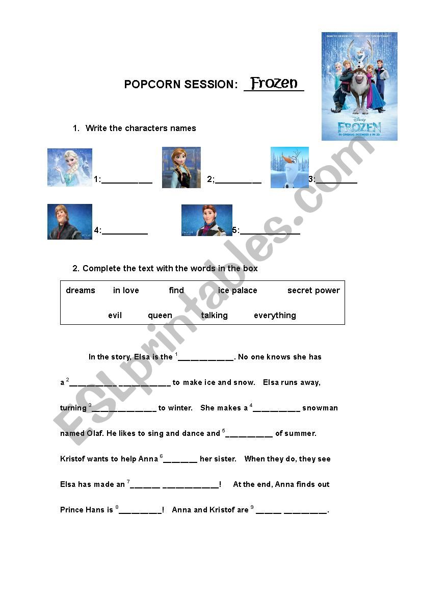 Frozen worksheet