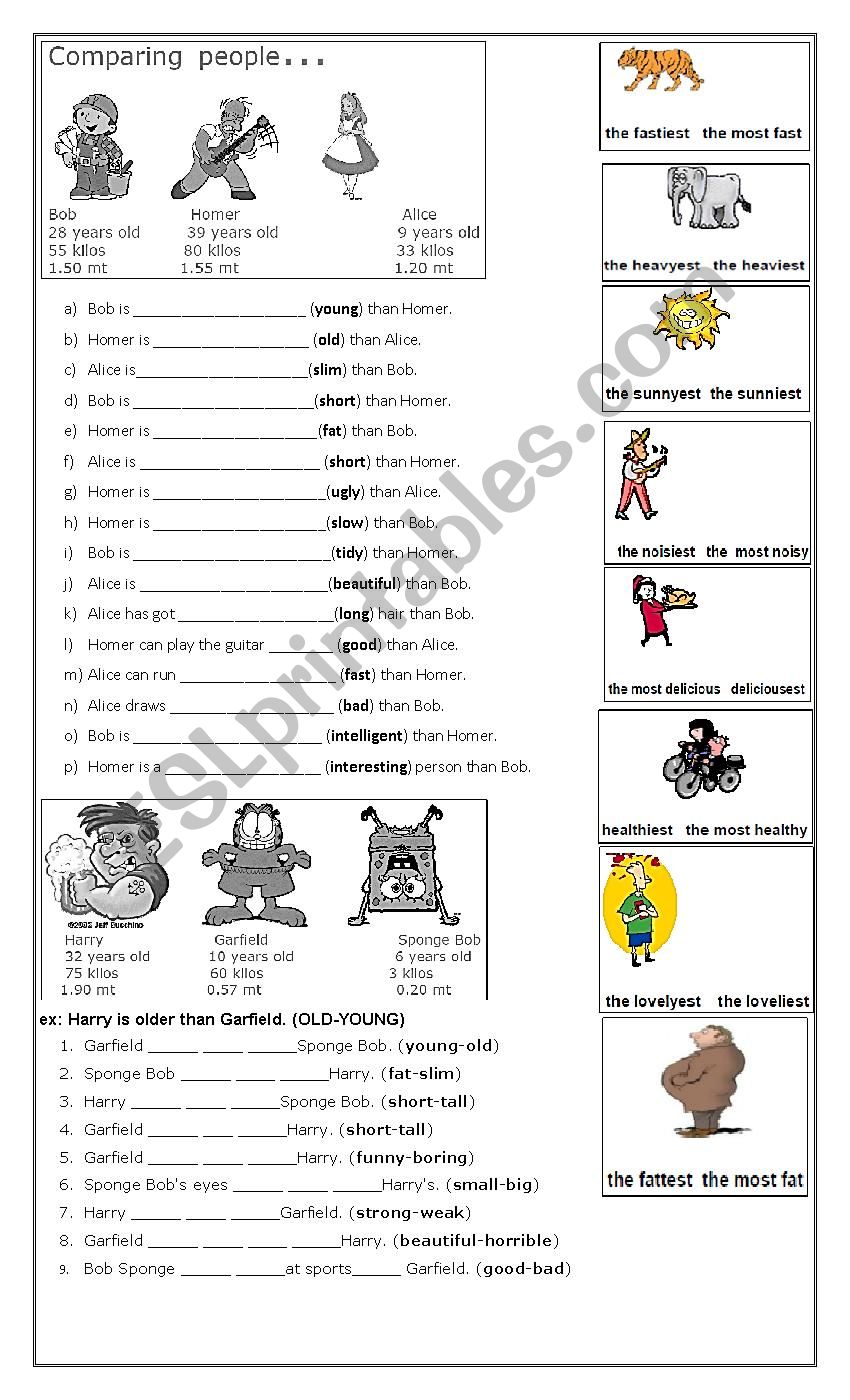 COMPAATIVE AND SUPELATIVE worksheet