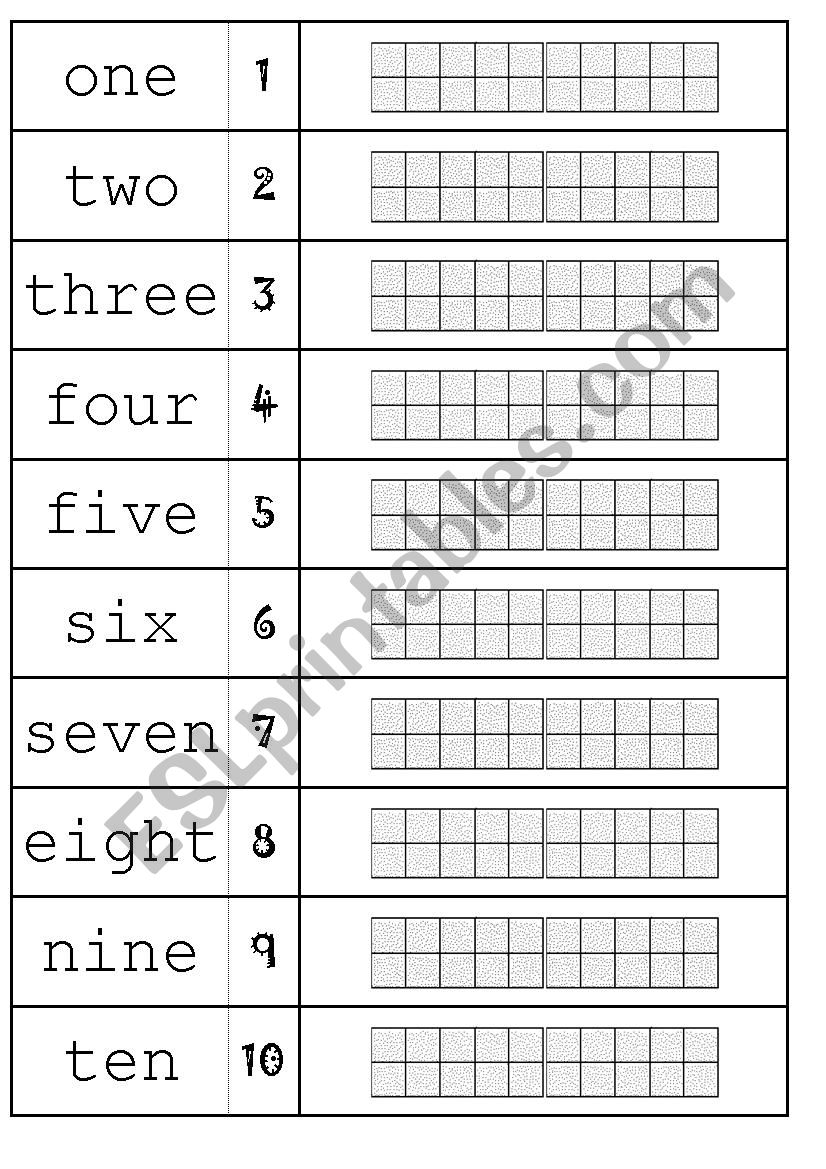 Numbers domino (1 to 10) worksheet