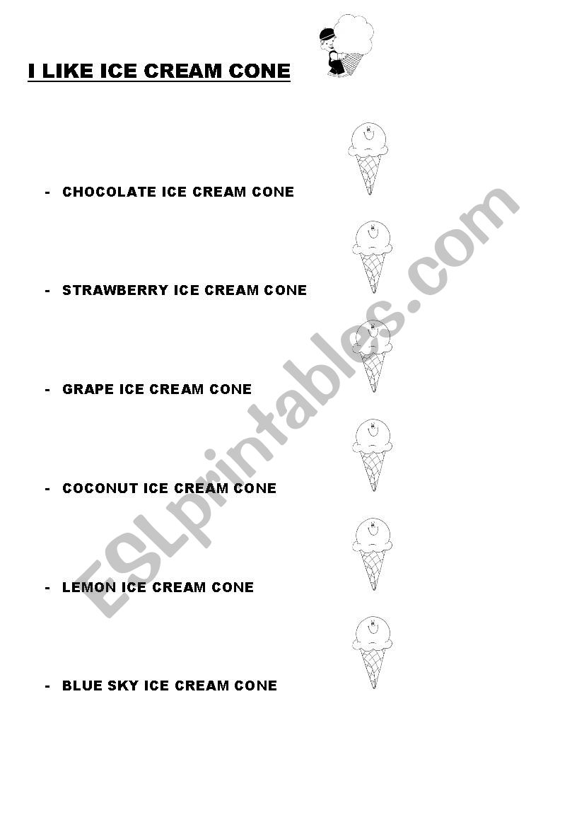 I like ice cream cone worksheet