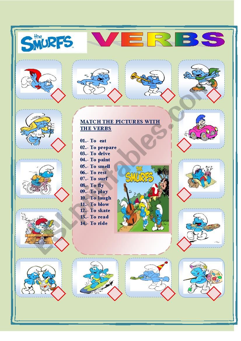 THE SMURFS - VERBS worksheet