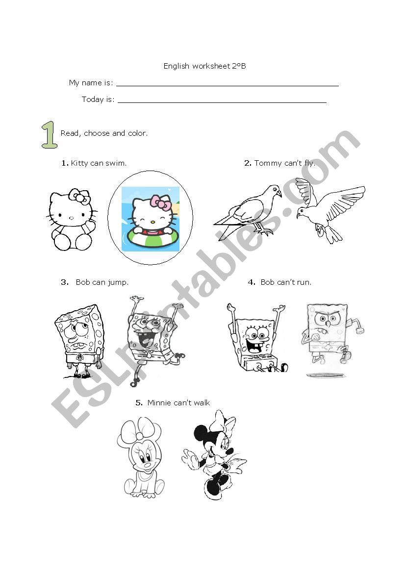 CAN - CANT worksheet