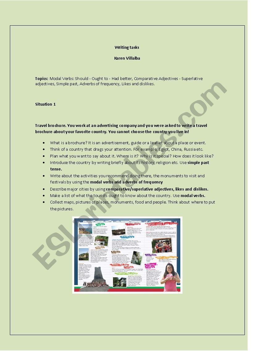 Writing tasks worksheet