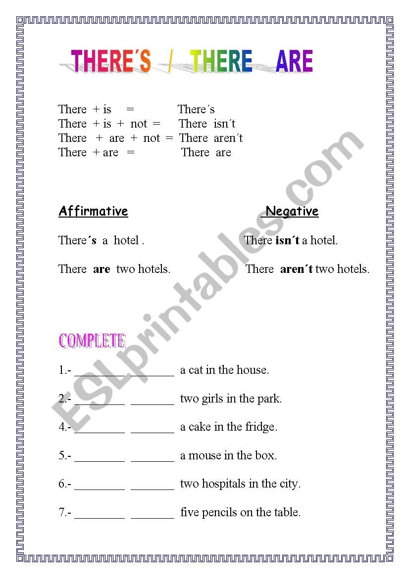 THERE  IS /  THERE   ARE worksheet
