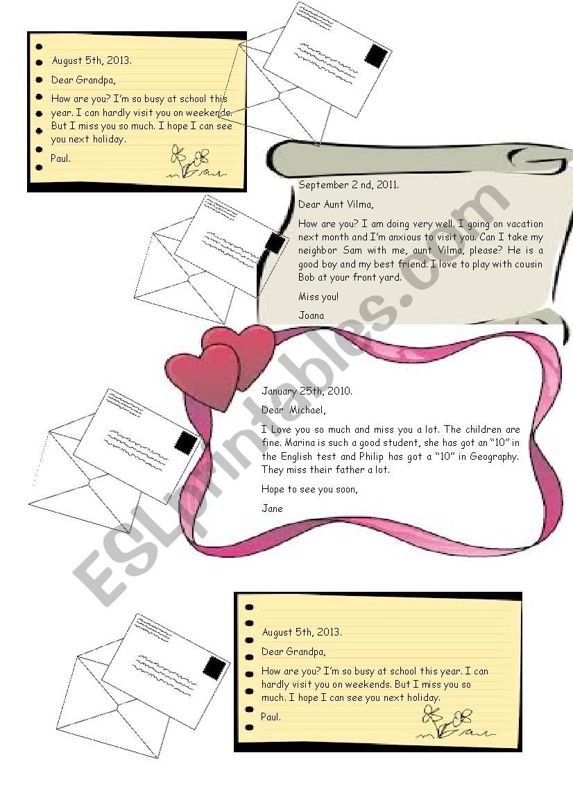 Correspondence worksheet