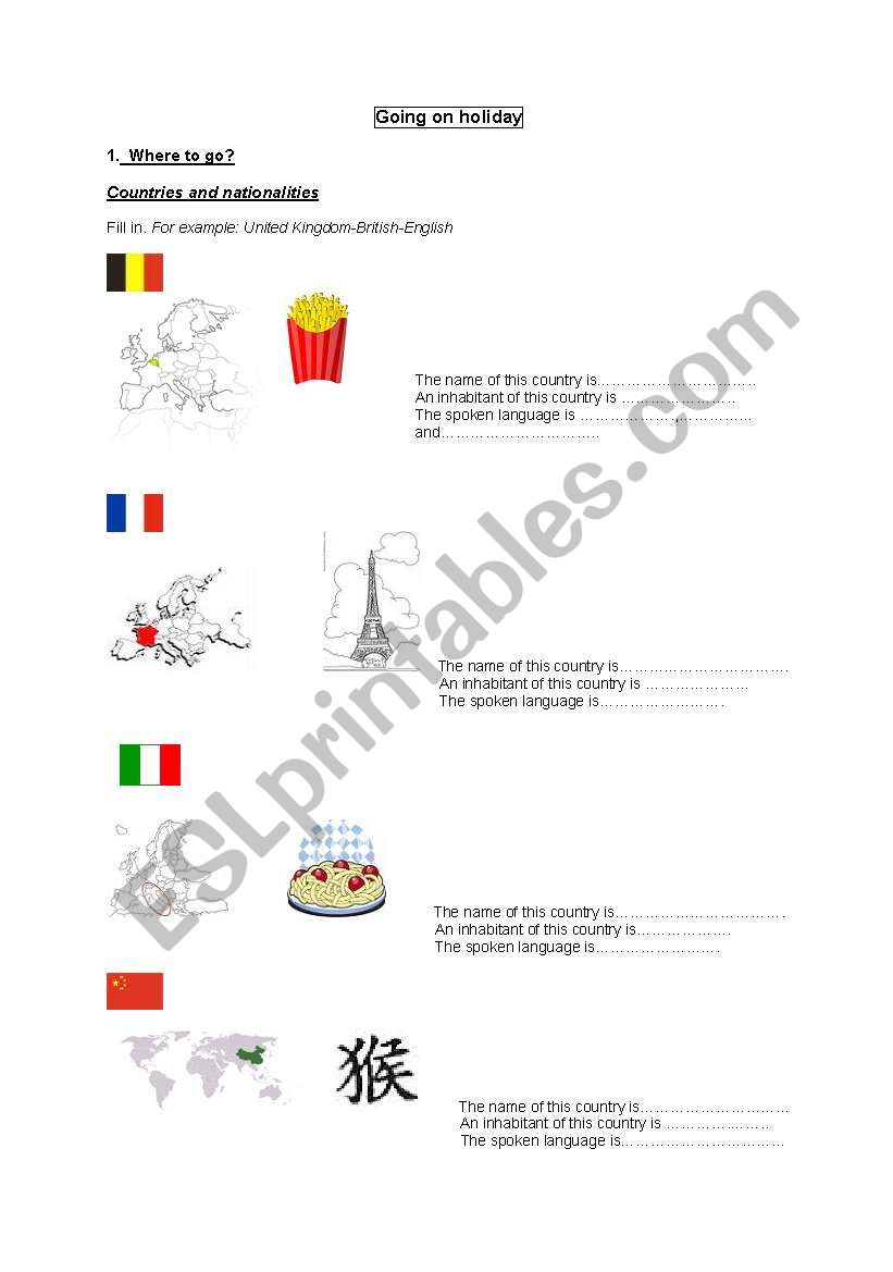 Countries and languages worksheet