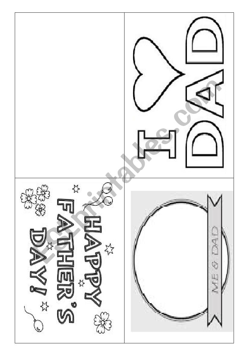 Fathers day card worksheet