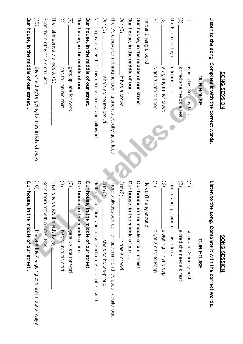 family song worksheet