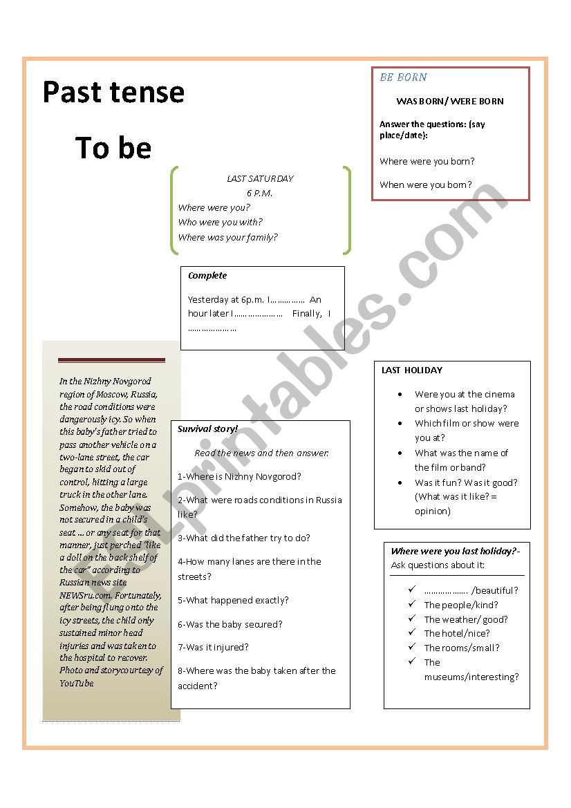 Past tense BE worksheet