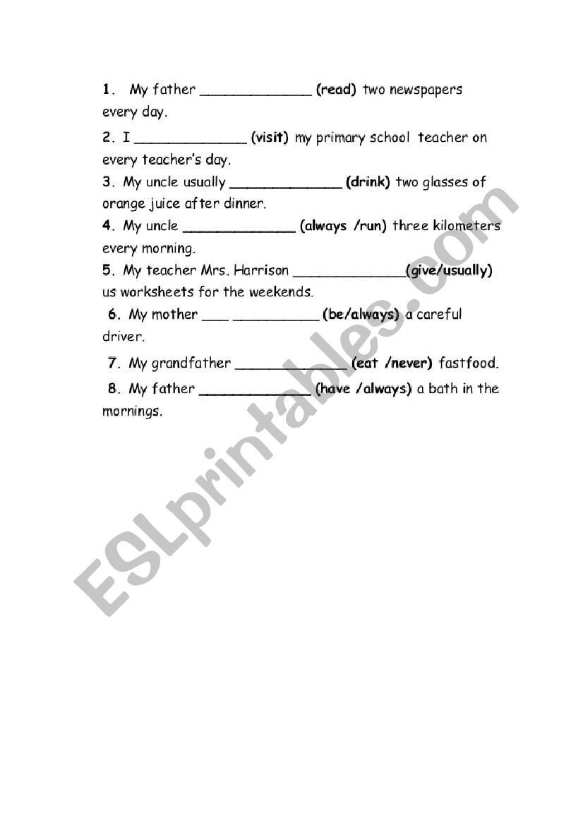 simple present tense worksheet