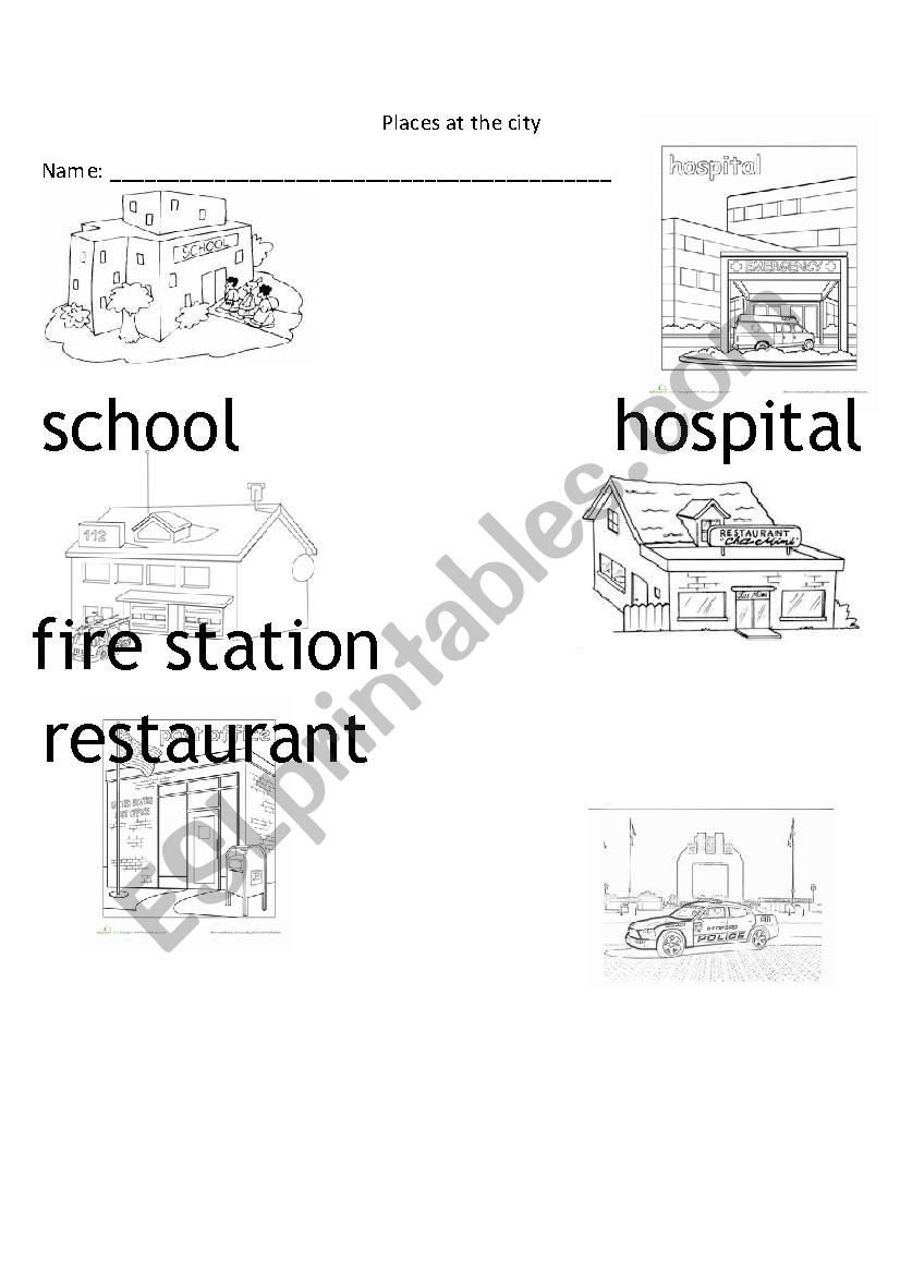 places a t the city  worksheet