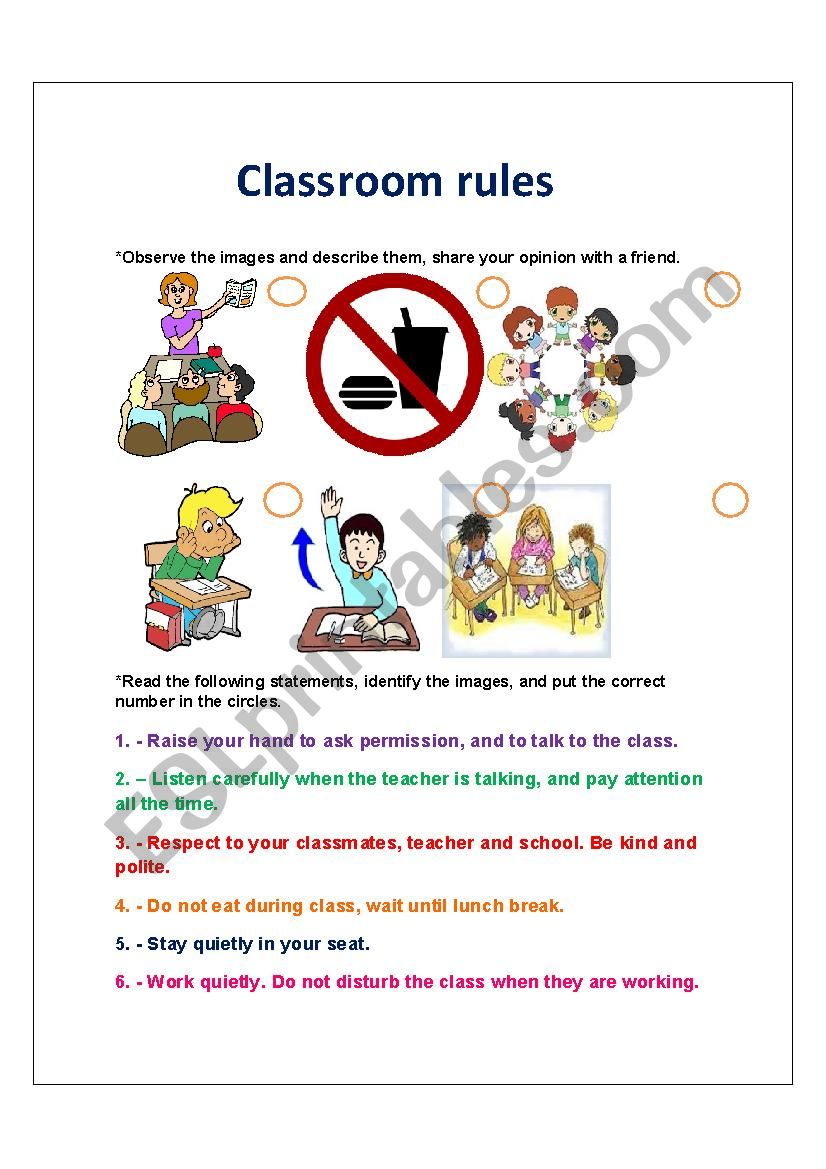 Classroom Rules  worksheet