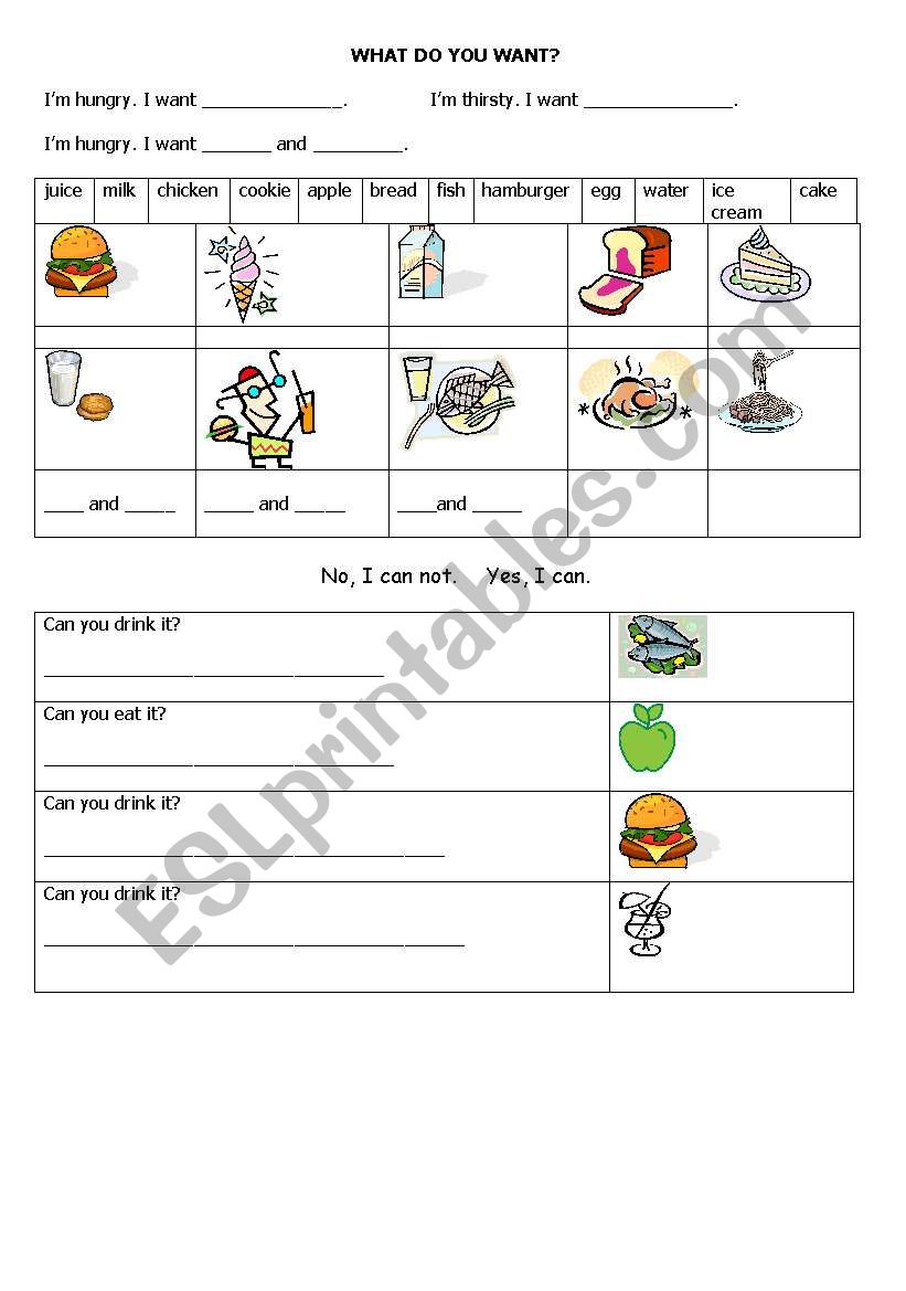 food worksheet