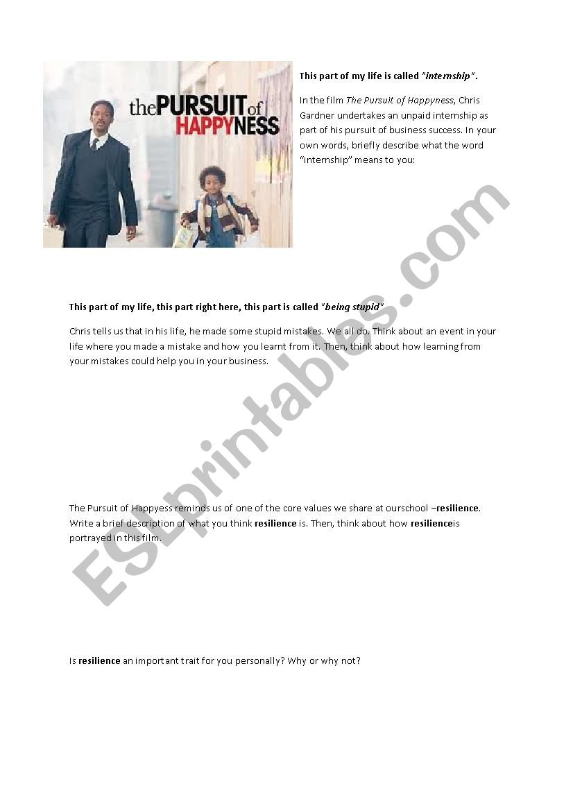 The Pursuit of Happyness - Film Worksheet