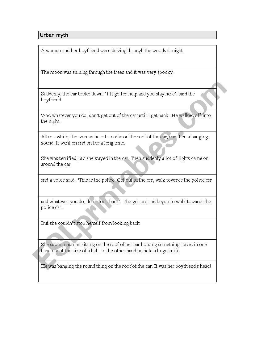 Myth worksheet