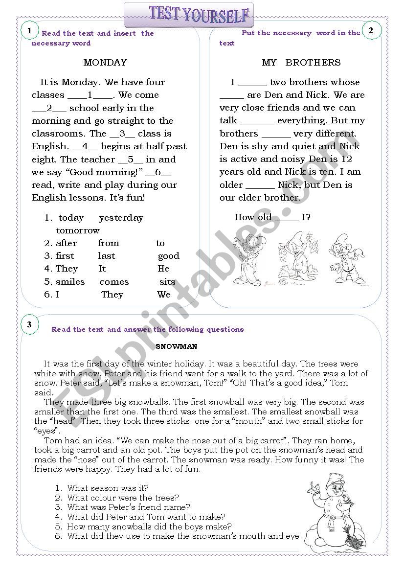 Test  for young learners worksheet