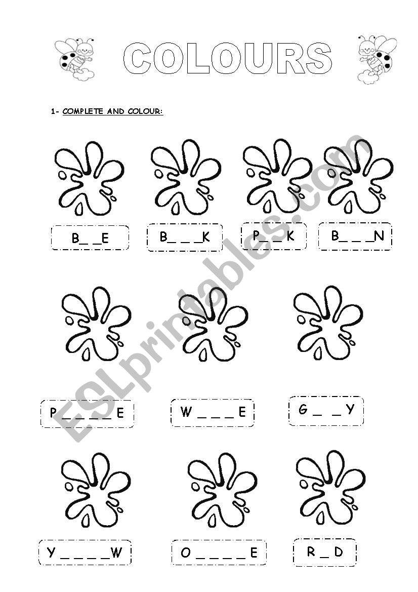 COLOURS worksheet