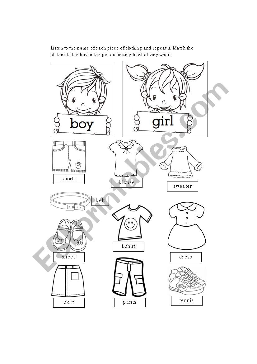 clothes worksheet