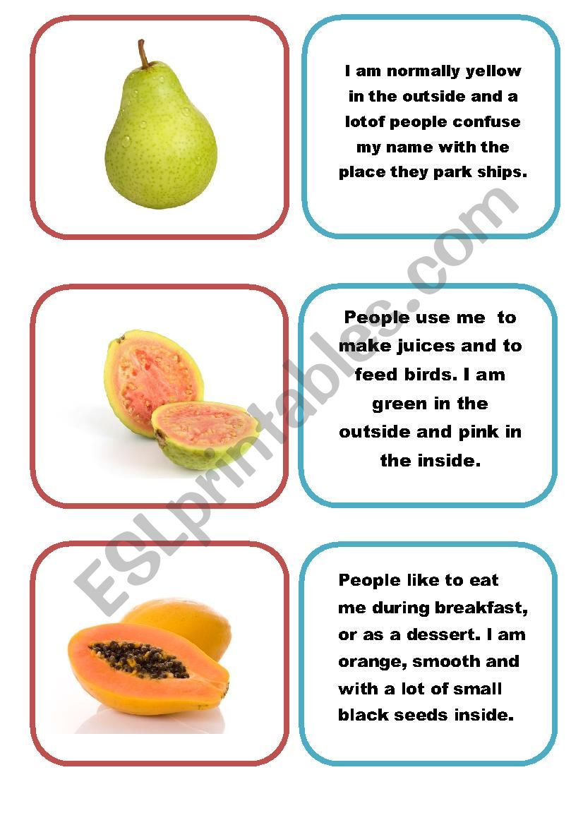 Fruit Memory Game - Part 2 worksheet
