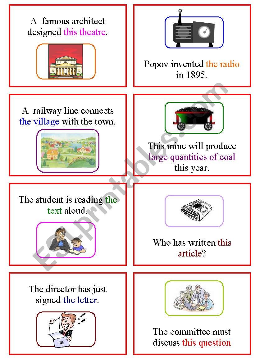Passive Voice Cards worksheet