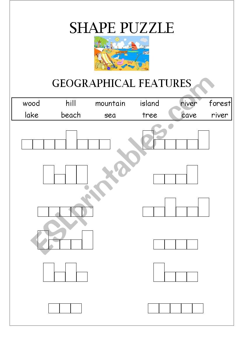 geographical features worksheet