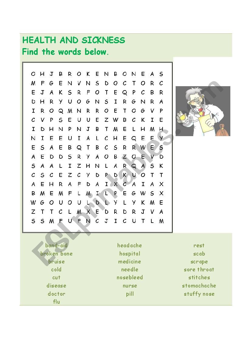 health and sickness worksheet