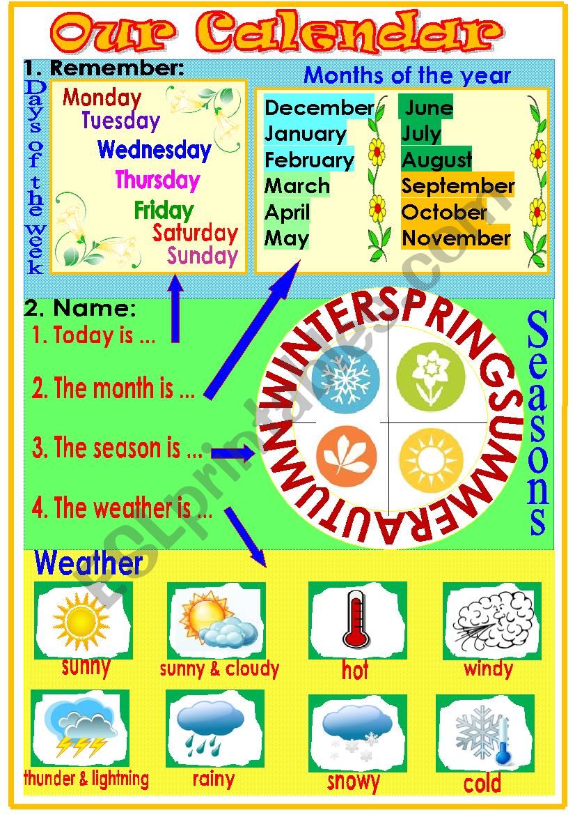 Our Calendar worksheet