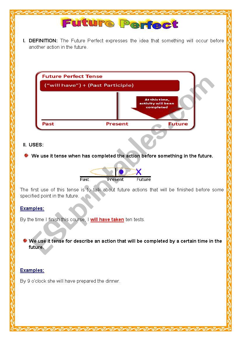 future perfect worksheet