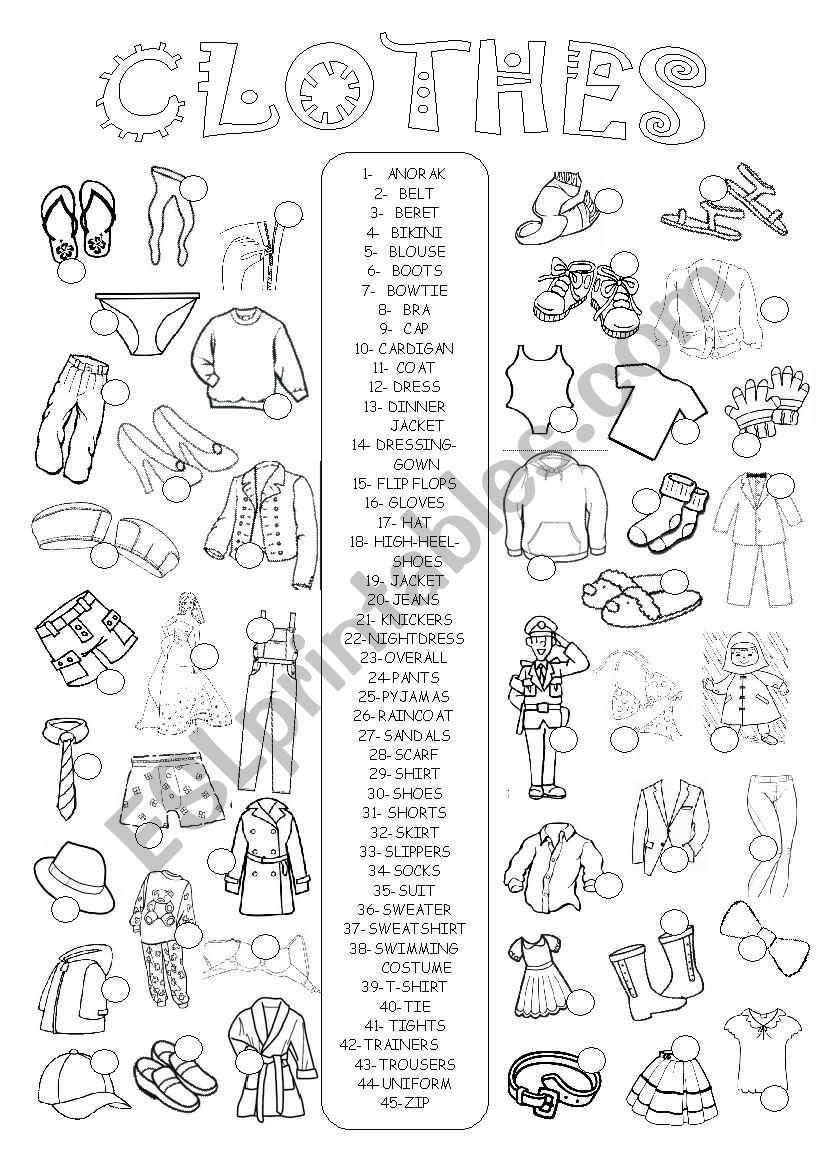 CLOTHES worksheet