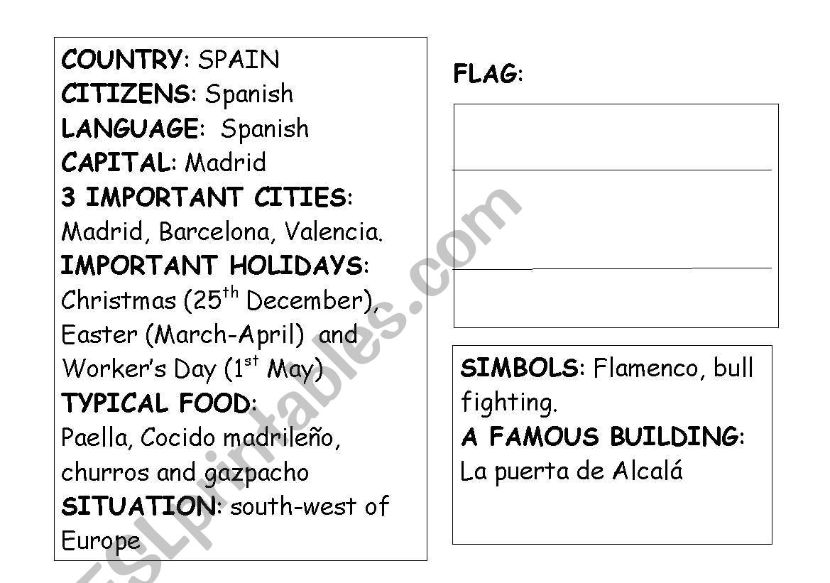 COUNTRY PROJECT worksheet