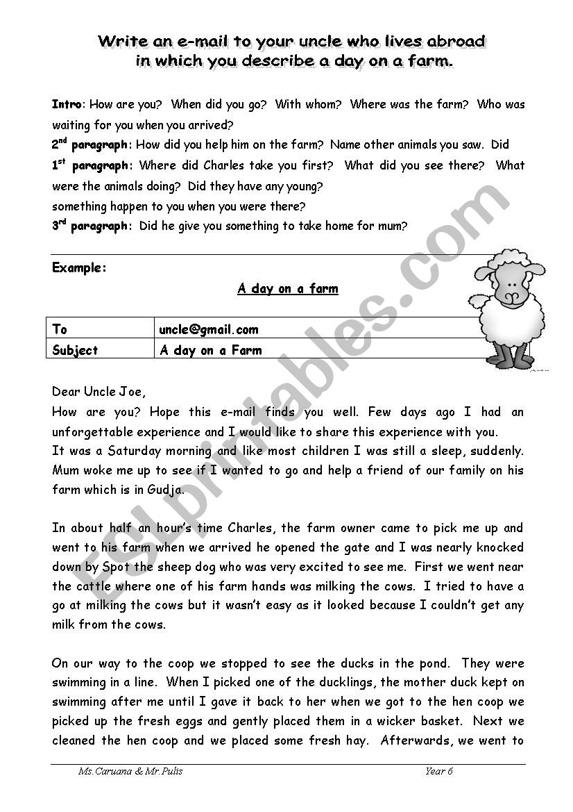 Lesson note including a sample composition 