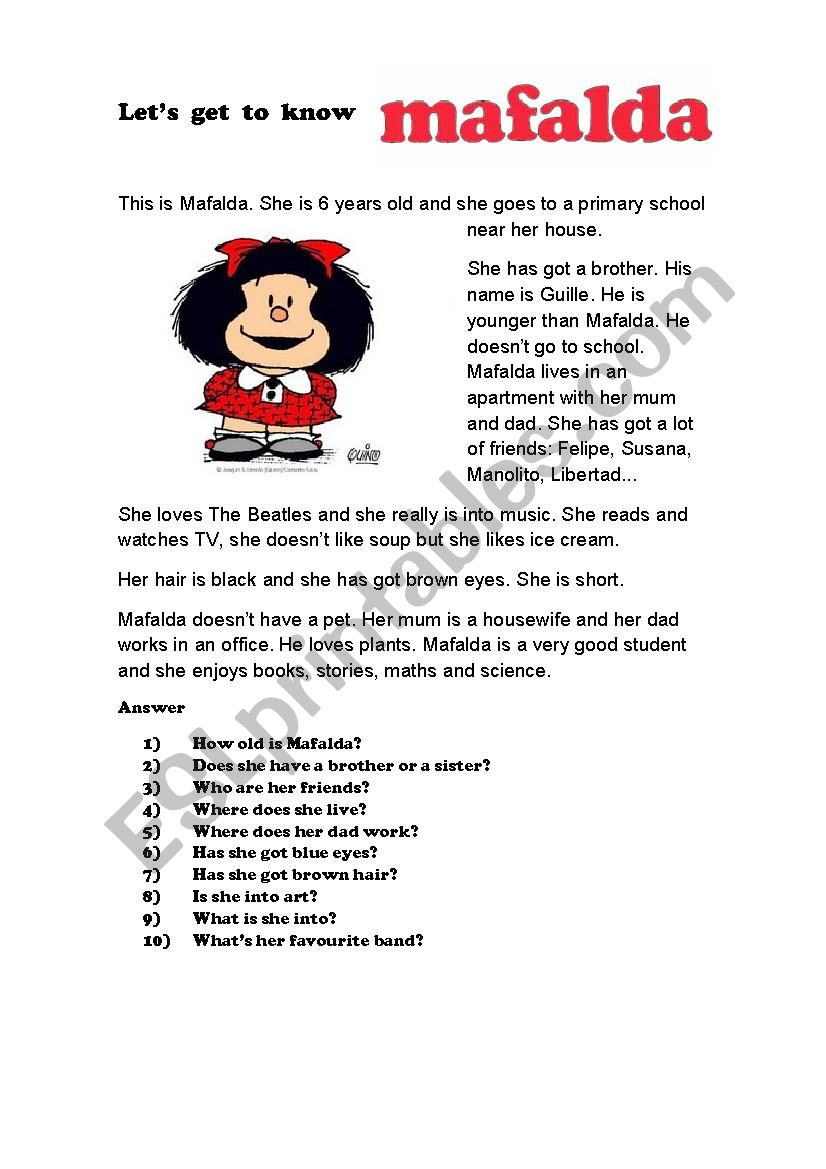  Mafalda worksheet