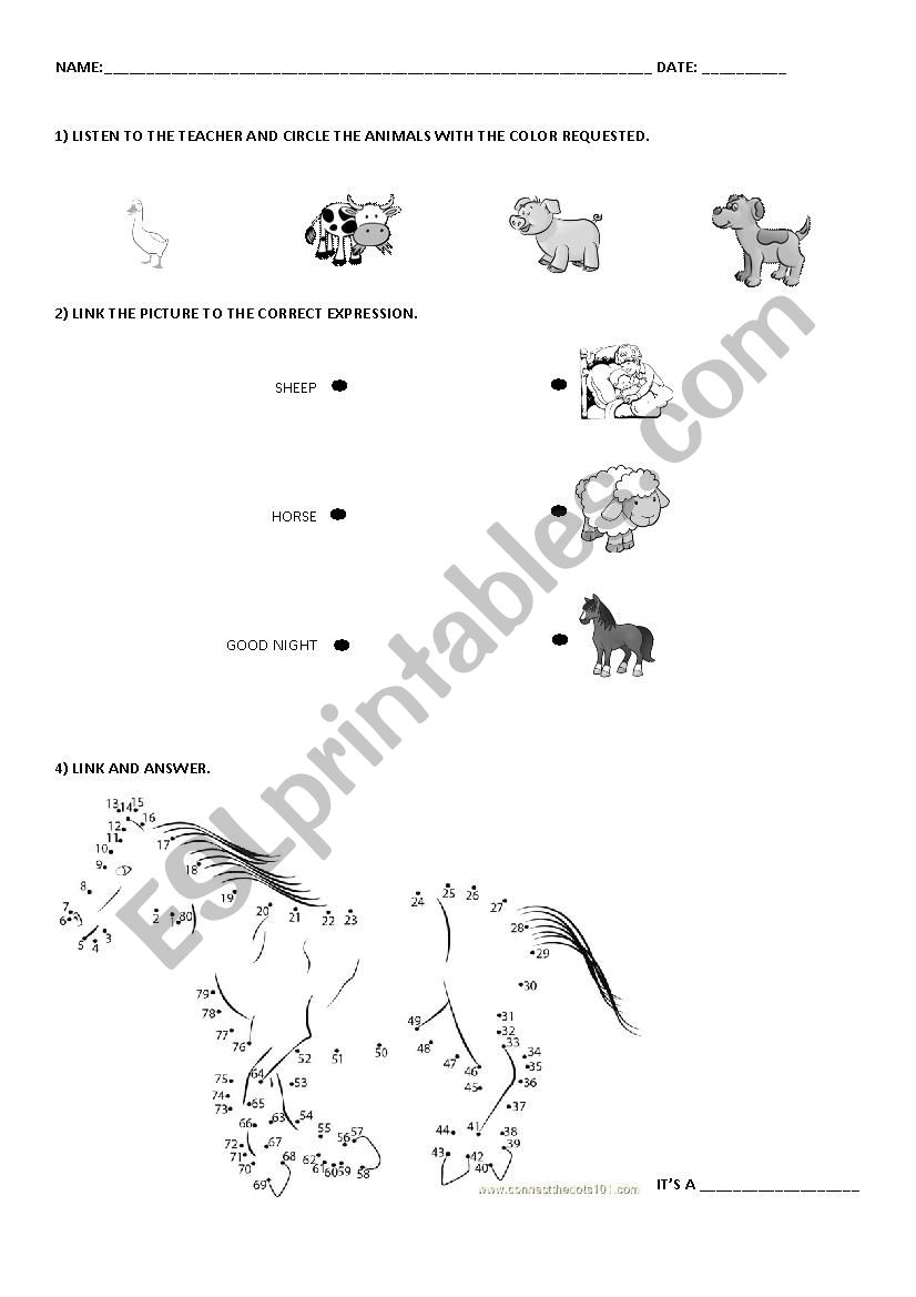 farm animals and greetings worksheet