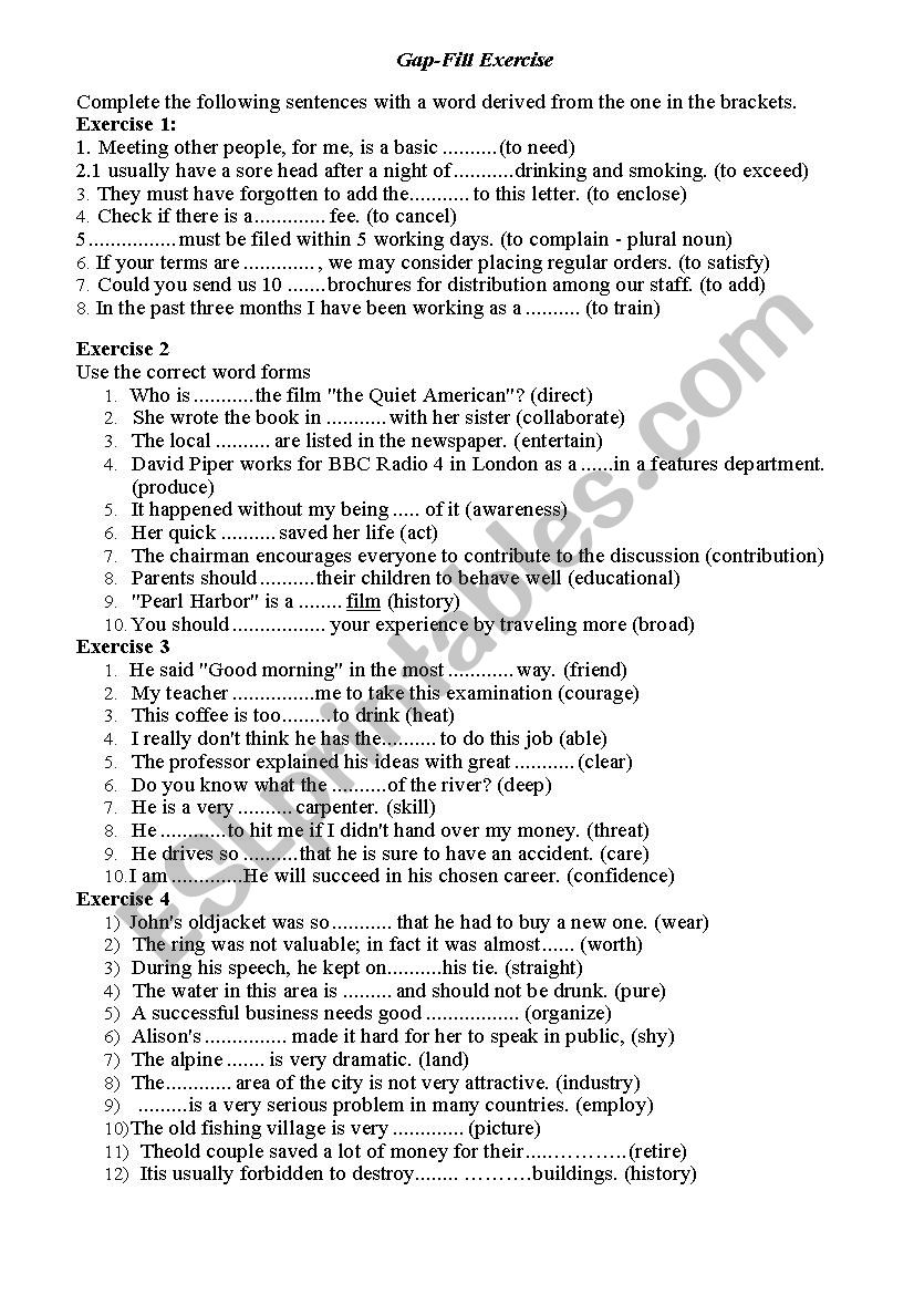 Word Formation worksheet